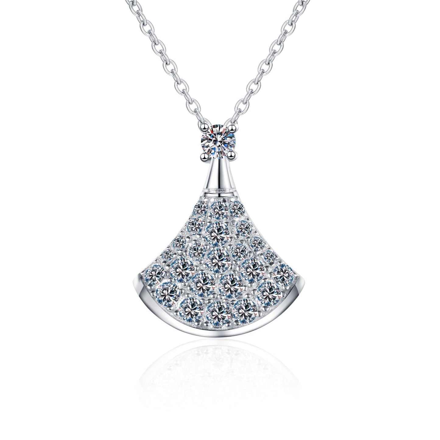 [Riva Jewelry]エレガントな扇形モアッサナイトペンダントネックレス