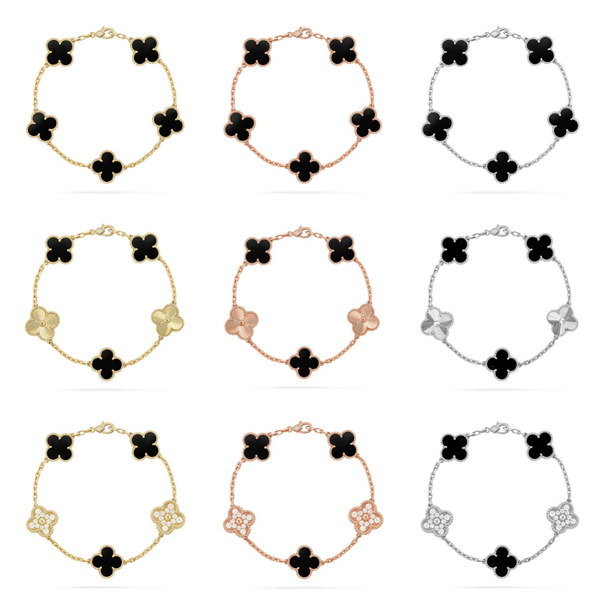[Riva Jewelry ] CLOVER 5 MOTIF ONYXS BRACELET COLLECTION