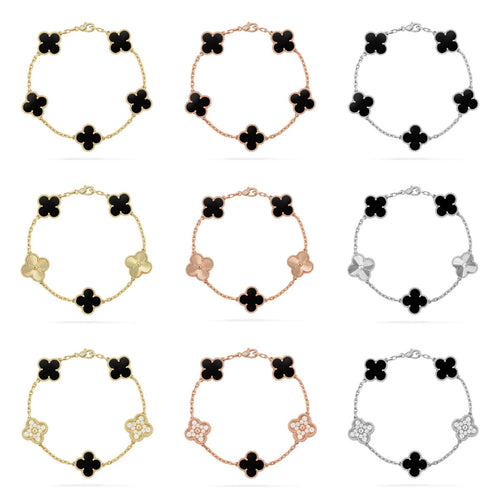 [Riva Jewelry ] CLOVER 5 MOTIF ONYXS BRACELET COLLECTION
