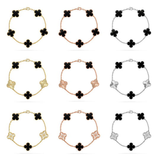 [Riva Jewelry ] CLOVER 5 MOTIF ONYXS BRACELET COLLECTION