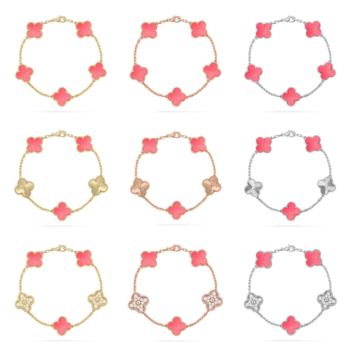 [Riva Jewelry ] CLOVER 5 MOTIFS  PINK MOP BRACELET COLLECTION