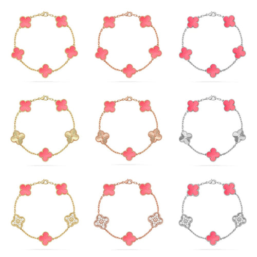 [Riva Jewelry ] CLOVER 5 MOTIFS  PINK MOP BRACELET COLLECTION
