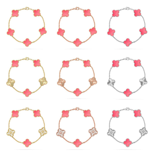 [Riva Jewelry ] CLOVER 5 MOTIFS  PINK MOP BRACELET COLLECTION