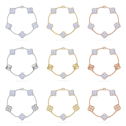 [Riva Jewelry ] CLOVER 5 MOTIF PURPLE CHALCEDONY BRACELET COLLECTION