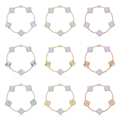 [Riva Jewelry ] CLOVER 5 MOTIF PURPLE CHALCEDONY BRACELET COLLECTION