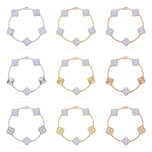 [Riva Jewelry ] CLOVER 5 MOTIF PURPLE CHALCEDONY BRACELET COLLECTION