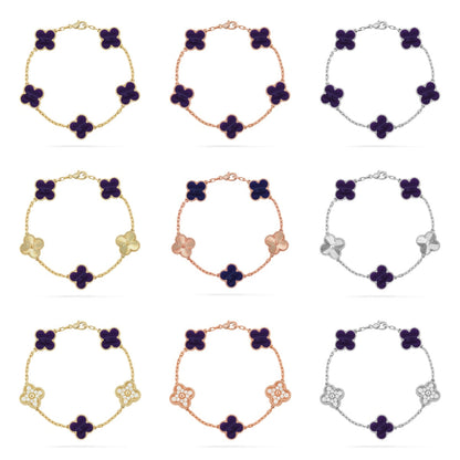 [Riva Jewelry ]CLOVER 5 MOTIF PURPLE STRIPES BRACELET COLLECTION