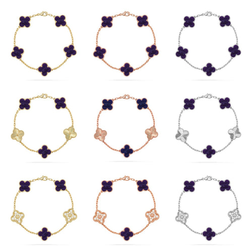 [Riva Jewelry ]CLOVER 5 MOTIF PURPLE STRIPES BRACELET COLLECTION