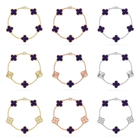 [Riva Jewelry ]CLOVER 5 MOTIF PURPLE STRIPES BRACELET COLLECTION