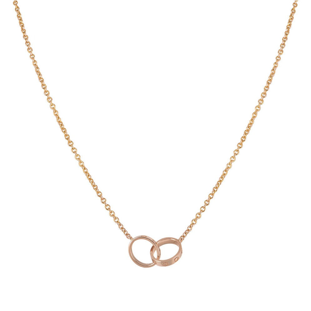[Riva Jewelry ]LOVE NECKLACE DOUBLE RING PINK GOLD