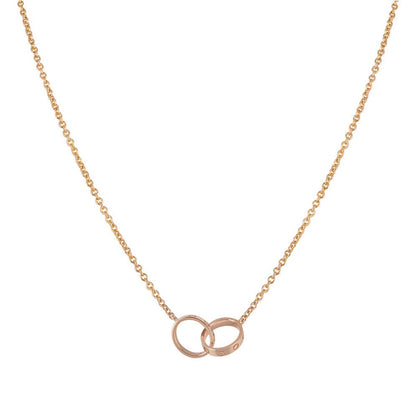 [Riva Jewelry ]LOVE NECKLACE DOUBLE RING PINK GOLD