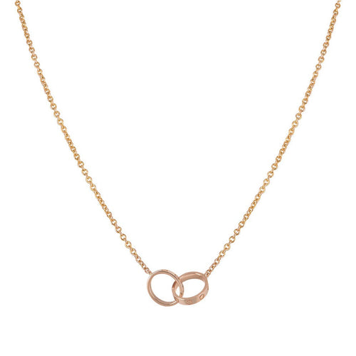 [Riva Jewelry ]LOVE NECKLACE DOUBLE RING PINK GOLD