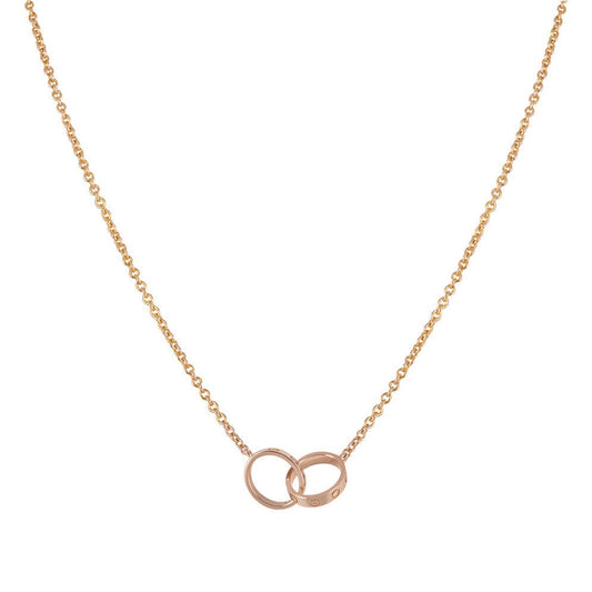 [Riva Jewelry ]LOVE NECKLACE DOUBLE RING PINK GOLD
