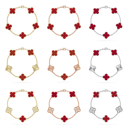 [Riva Jewelry ] CLOVER 5 MOTIF RED CORNELIAN BRACELET COLLECTION