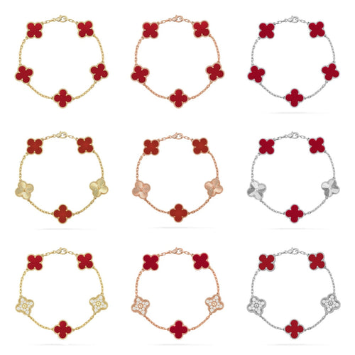 [Riva Jewelry ] CLOVER 5 MOTIF RED CORNELIAN BRACELET COLLECTION