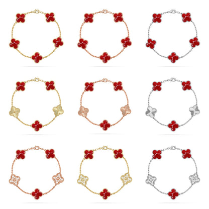 [Riva Jewelry ]CLOVER 5 MOTIF RED PATTERN BRACELET COLLECTION