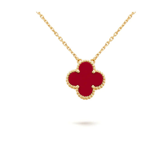 [Riva Jewelry ]CLOVER 15MM CARNELIAN SINGLE FLOWER NECKLACE