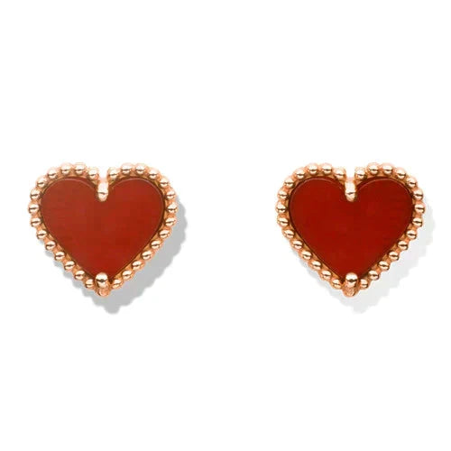 [Riva Jewelry ]HEART CARNELIAN STUD EARRINGS