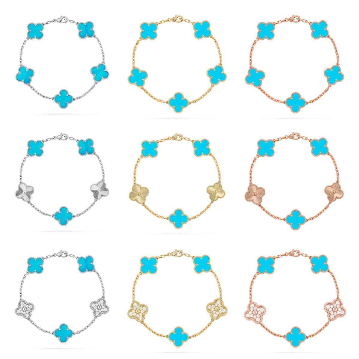 [Riva Jewelry ] CLOVER 5 MOTIF TURQUOISE BRACELET COLLECTION