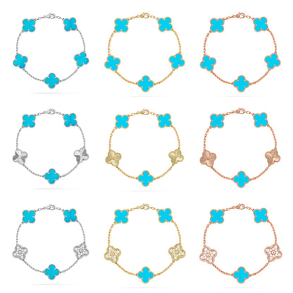 [Riva Jewelry ] CLOVER 5 MOTIF TURQUOISE BRACELET COLLECTION
