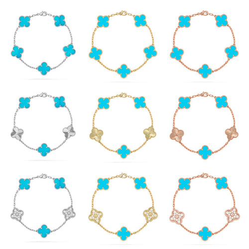 [Riva Jewelry ] CLOVER 5 MOTIF TURQUOISE BRACELET COLLECTION