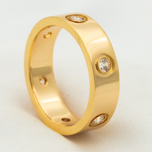 [Riva Jewelry ]LOVE RING 5.5MM 6 DIAMONDS PINK GOLD