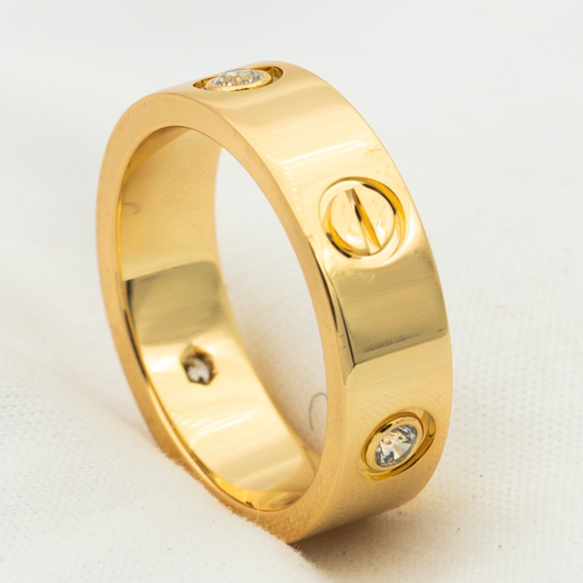 [Riva Jewelry ]LOVE RING 5.5MM 3 DIAMONDS PINK GOLD