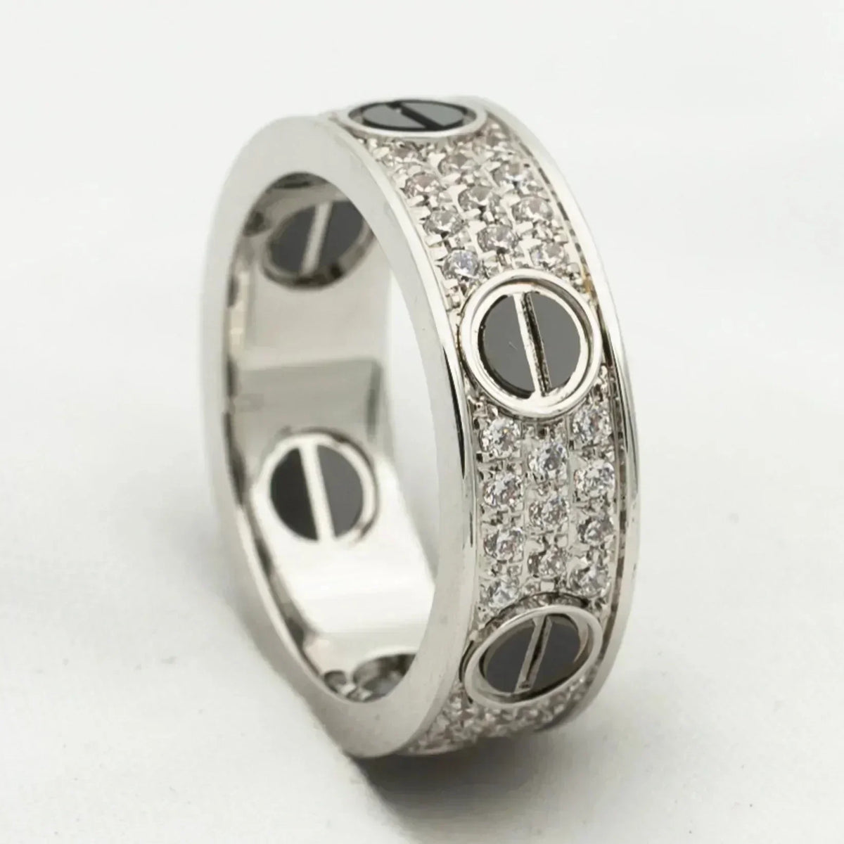 [Riva Jewelry ]LOVE RING 5.5MM DIAMONDS PAVED CERAMIC