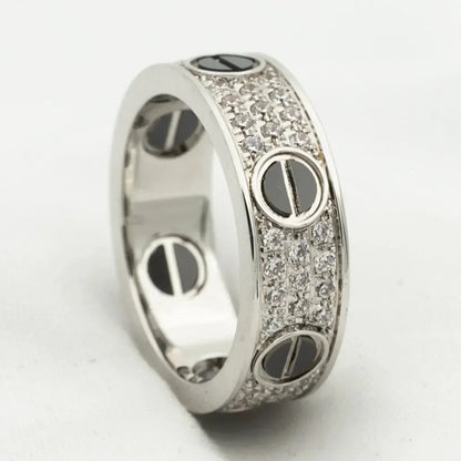 [Riva Jewelry ]LOVE RING 5.5MM DIAMONDS PAVED CERAMIC