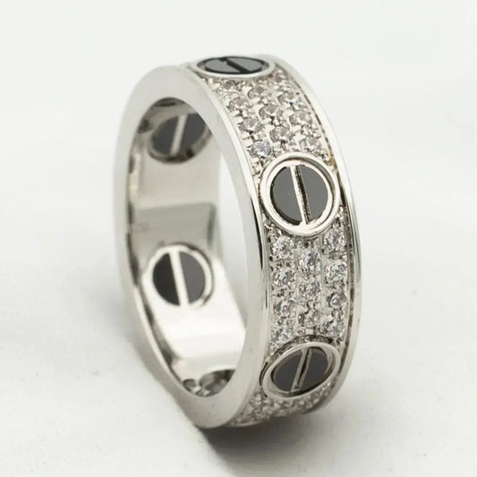 [Riva Jewelry ]LOVE RING 5.5MM DIAMONDS PAVED CERAMIC