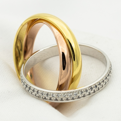 [Riva Jewelry ]TRINITY RING GOLD PINK GOLD SILVER DIAMONDS