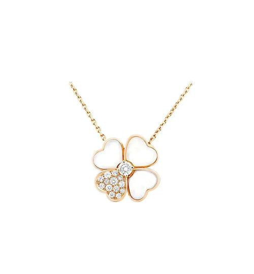 [Riva Jewelry ]CLOVER MOP DIAMOND ROSE GOLD NECKLACE