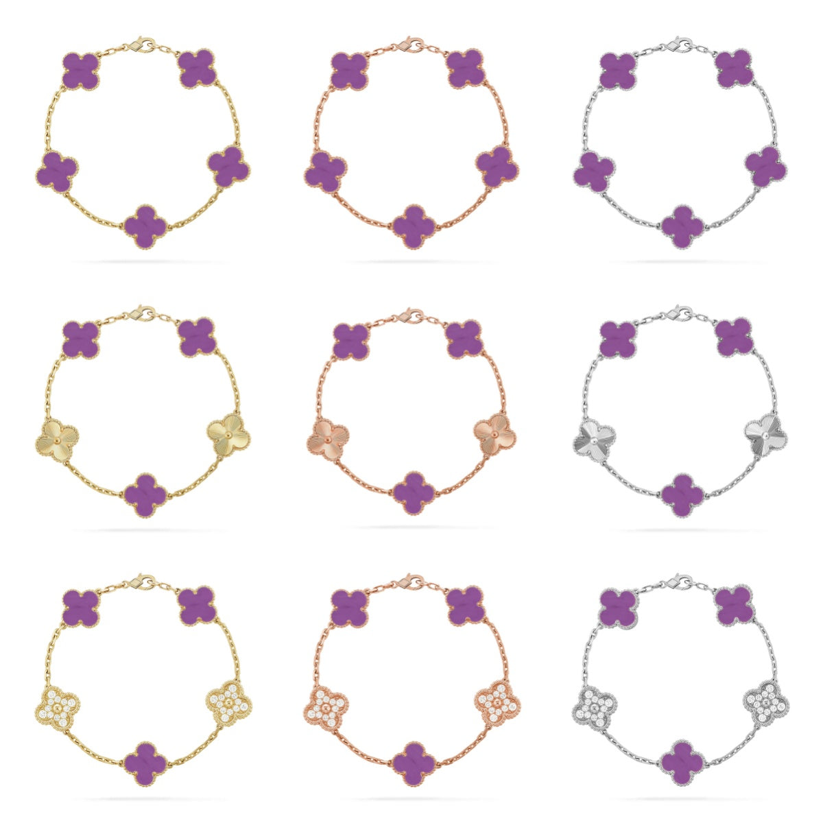 [Riva Jewelry ] CLOVER 5 MOTIF VIOLET BRACELET COLLECTION