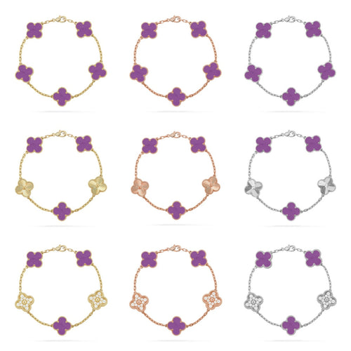 [Riva Jewelry ] CLOVER 5 MOTIF VIOLET BRACELET COLLECTION