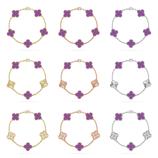 [Riva Jewelry ] CLOVER 5 MOTIF VIOLET BRACELET COLLECTION