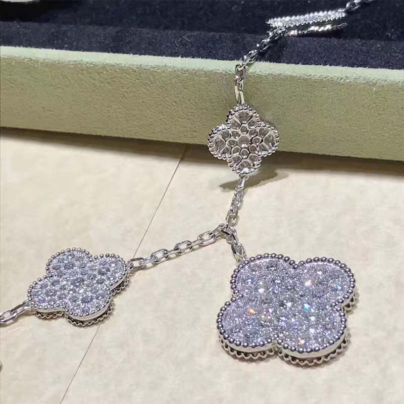 [Riva Jewelry ]CLOVER 6 MOTIFS SILVER DIAMOND BRACELET