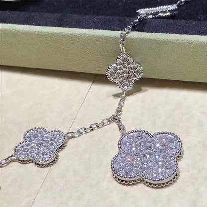 [Riva Jewelry ]CLOVER 6 MOTIFS SILVER DIAMOND BRACELET