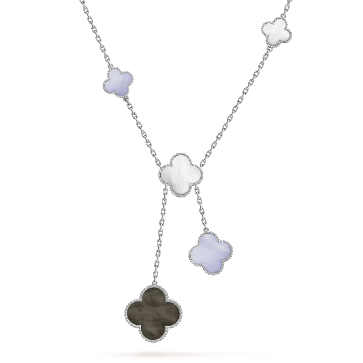 [Riva Jewelry ]CLOVER MOP CHALCEDONY NECKLACE SILVER 6 MOTIF
