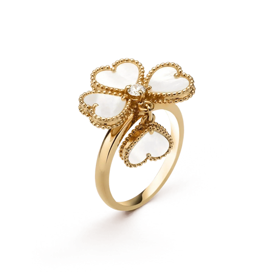 [Riva Jewelry ]SWEET CLOVER WHITE MOP RING
