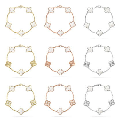 [Riva Jewelry ]CLOVER WHITE PEARL MOP 5 MOTIF BRACELET COLLECTION