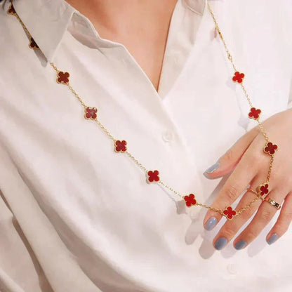 [Riva Jewelry ]CLOVER 20 MOTIFS CARNELIAN NECKLACE