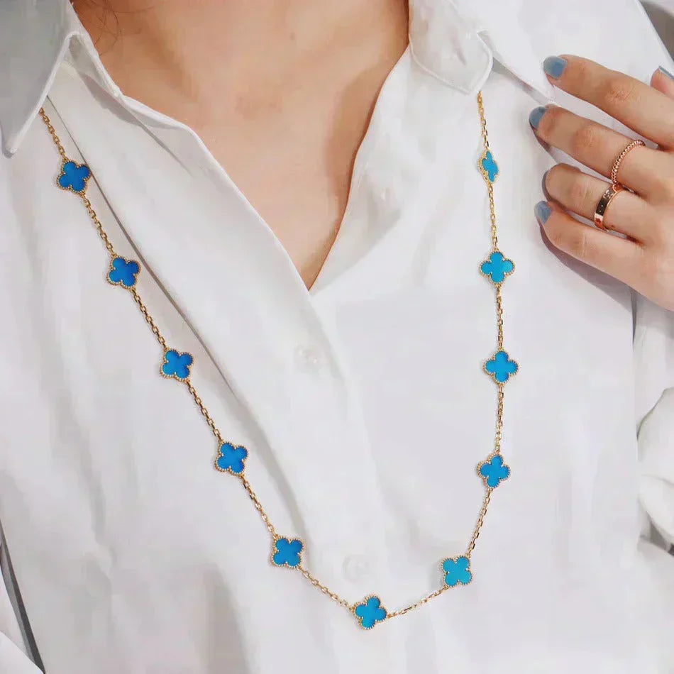 [Riva Jewelry ]CLOVER 20 MOTIFS BLUE AGATE GOLD