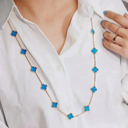 [Riva Jewelry ]CLOVER 20 MOTIFS BLUE AGATE GOLD
