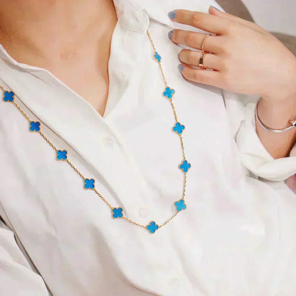 [Riva Jewelry ]CLOVER 20 MOTIFS BLUE AGATE GOLD