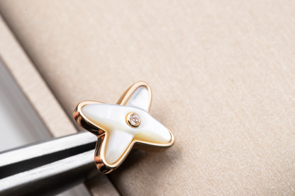 [Riva Jewelry]JEUX DE WHITE MOP ROSE GOLD DIAMOND OHRRINGE