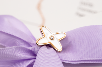 [Riva Jewelry]JEUX DE WHITE MOP ROSE GOLD DIAMOND OHRRINGE
