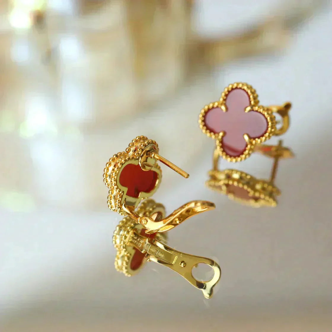 [Riva Jewelry ]CLOVER MEDIUM 1 MOTIFS CARNELIAN  EARRINGS