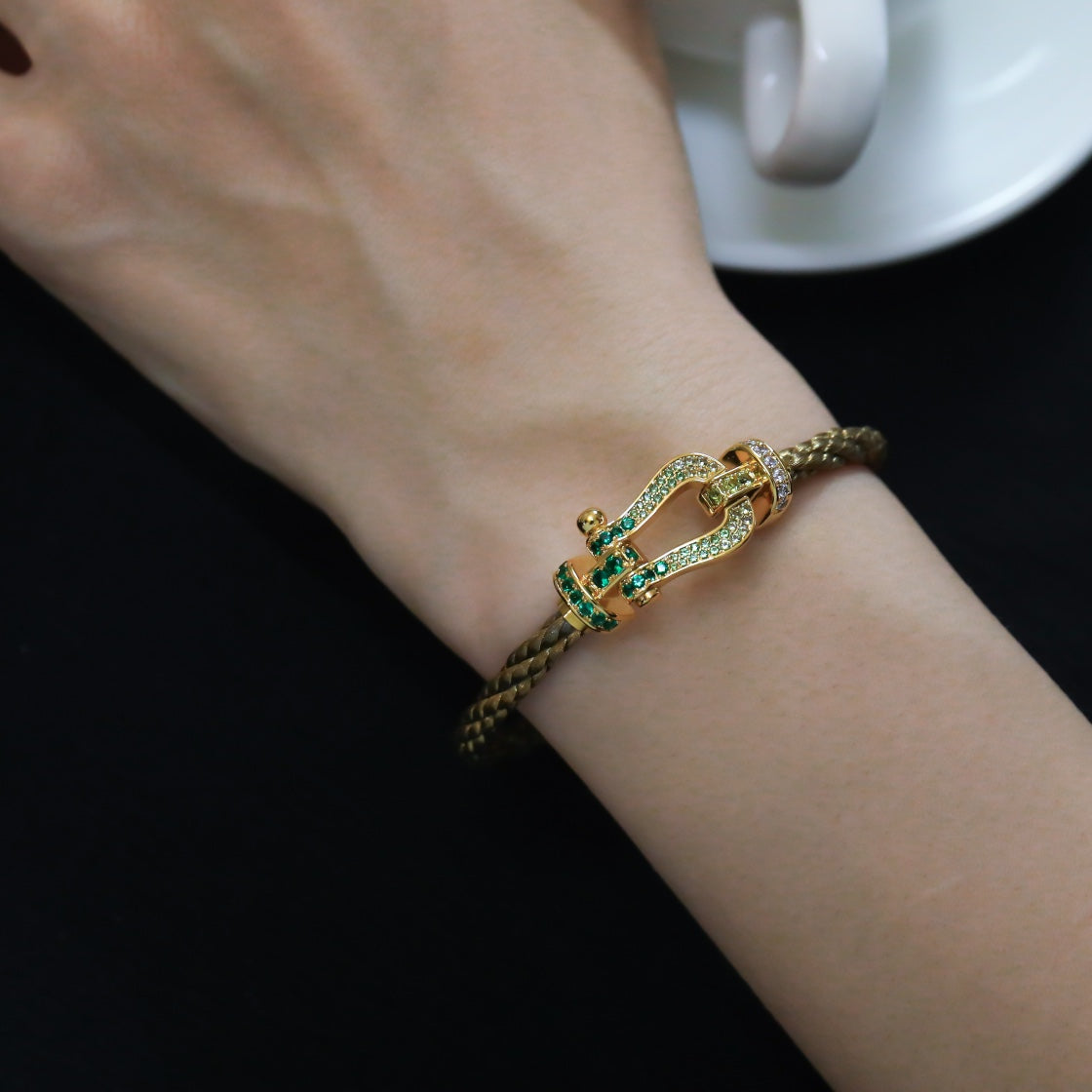 [Riva Jewelry ]FORCE 10 GOLD GREEN DIAMOND PAVED