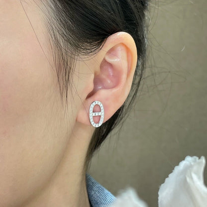[Riva Jewelry]HM VOLLSTÄNDIG MIT DIAMANTEN BESETZTE SCHWEINENASEN-OHRSTECKER