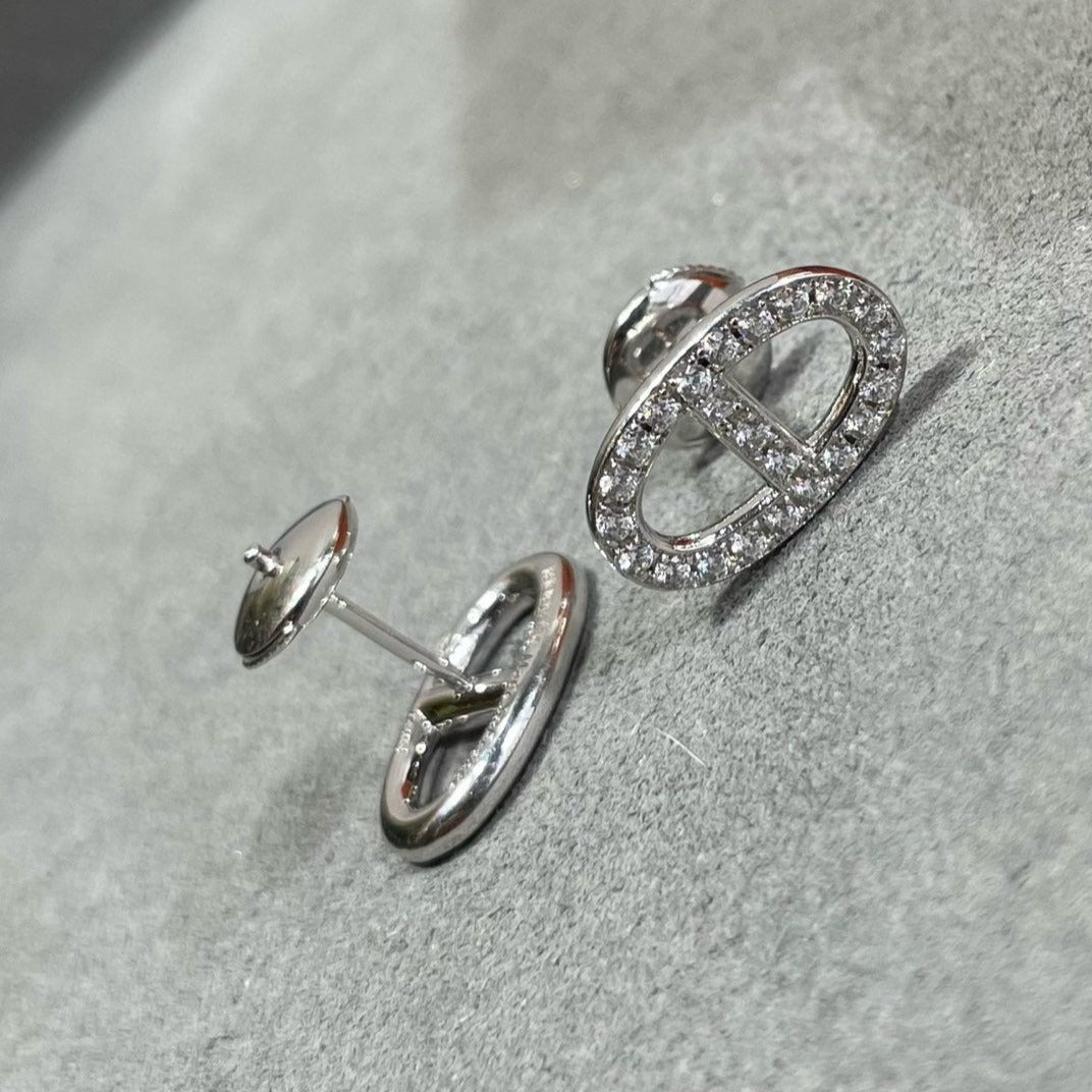 [Riva Jewelry]HM VOLLSTÄNDIG MIT DIAMANTEN BESETZTE SCHWEINENASEN-OHRSTECKER